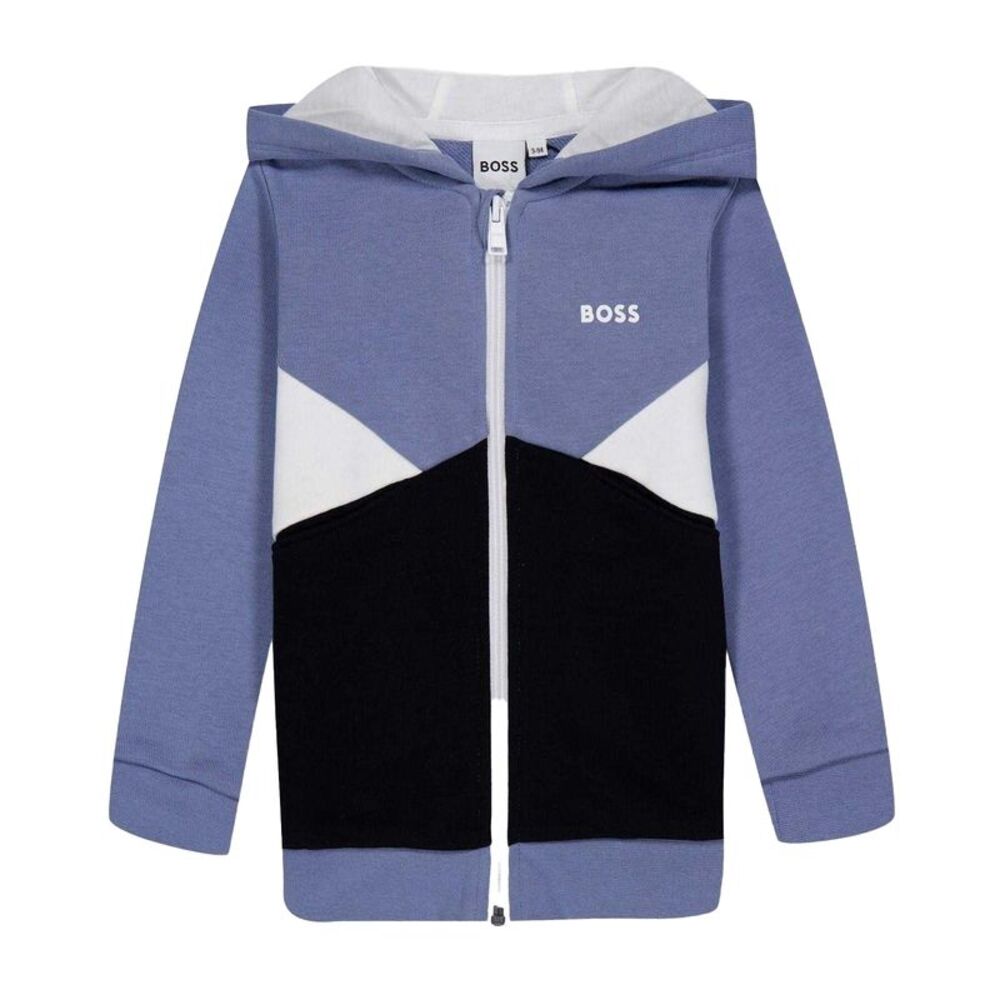 Boss Boys Colour Block Regular Full Zip Hoodie / Medium Grey